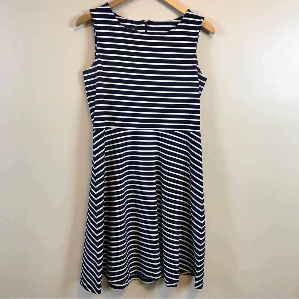 Talbots Navy & White Aline Sleeveless Dress Medium